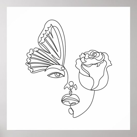 Metamorphose - Abstrakter Schmetterling und Rose L Poster (Vorne)