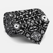 Metamorphose Medallion Muster Schwarz-Weiß Krawatte (Gerollt)