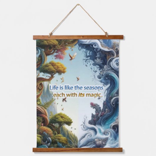 Metaphysische zeitlose spirituelle Fantasy Themes Wandteppich Mit Holzrahmen (Vorderseite)