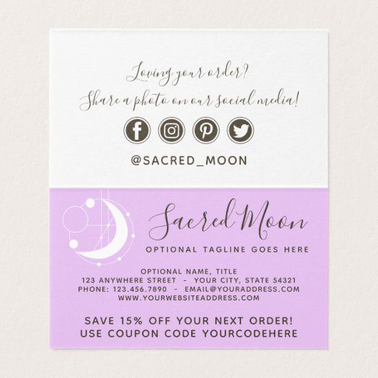 Metaphysischer Mond Minimalistisch Lila Dankeschön (Innenseite Aufgefaltet)