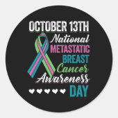 Metastatic Breast Cancer Awareness Day 13. Oktober Runder Aufkleber (Vorderseite)