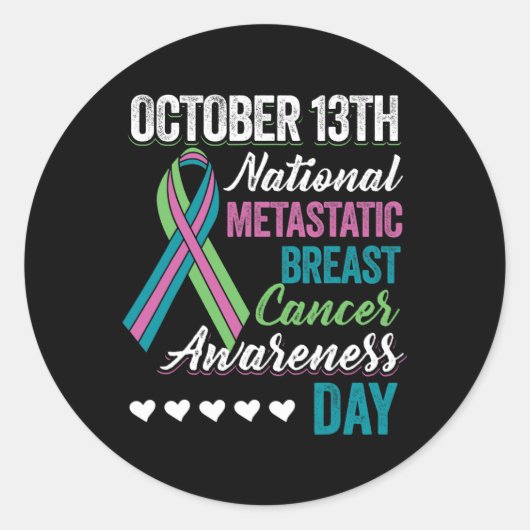 Metastatic Breast Cancer Awareness Day 13. Oktober Runder Aufkleber (Vorderseite)