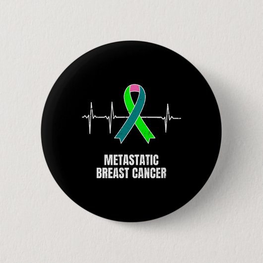 Metastatic Breast Cancer Awareness Design Heartbea Button (Vorderseite)