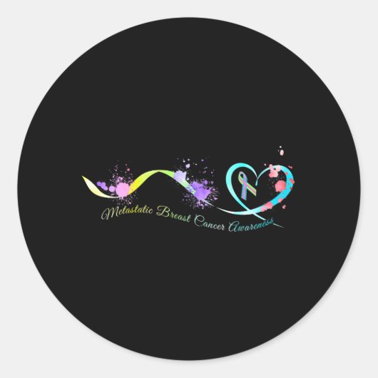 Metastatische Brustkrebs-Bewusstsein Herz-Band Runder Aufkleber (Vorderseite)