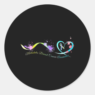 Metastatische Brustkrebs-Bewusstsein Herz-Band Runder Aufkleber