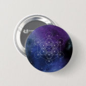 Metatron, Chakra, Zen, heilige Geometrie, Geometri Button (Vorne & Hinten)