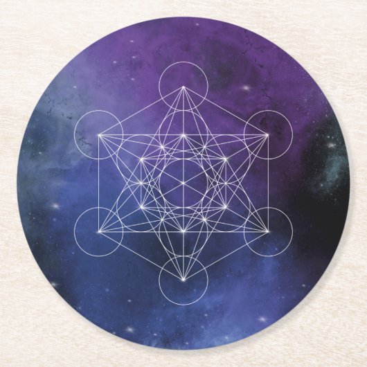 Metatron, Chakra, Zen, sakrale geometrische, geome Runder Pappuntersetzer (Vorderseite)