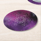 Metatron, Chakra, Zen, sakrale geometrische, Runder Pappuntersetzer (Angewinkelt)