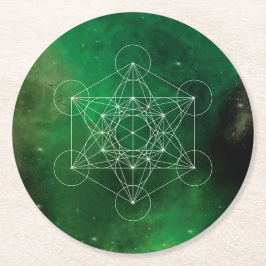 Metatron, Chakra, Zen, sakraler geometrischer, Eng Runder Pappuntersetzer (Vorderseite)