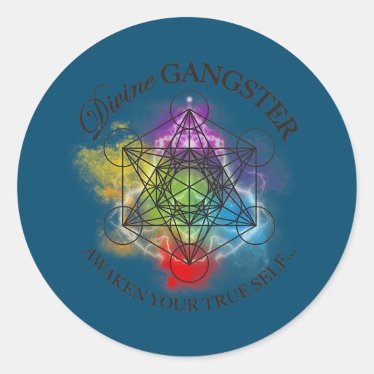 Metatron Cube Divines Gangster Spiritueller Yoga Runder Aufkleber (Vorderseite)