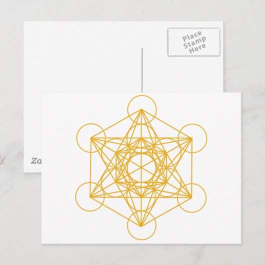 Metatron Cube Gold Postkarte (Vorne/Hinten)
