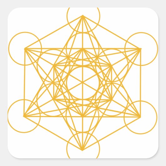 Metatron Cube Gold Quadratischer Aufkleber (Vorderseite)