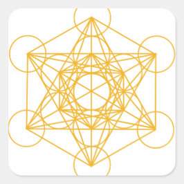 Metatron Cube Gold Quadratischer Aufkleber