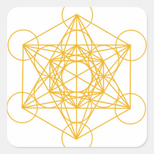 Metatron Cube Gold Quadratischer Aufkleber
