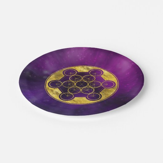 Metatron-Cube - Heilige Geometrie Pappteller (Schrägansicht)