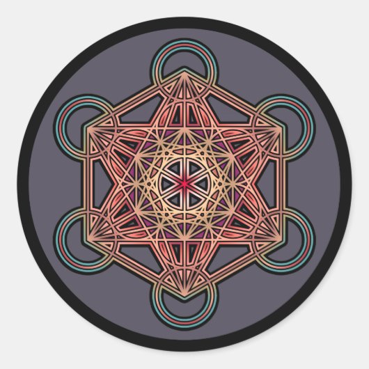 Metatron-cube-mandala-4 Runder Aufkleber (Vorderseite)