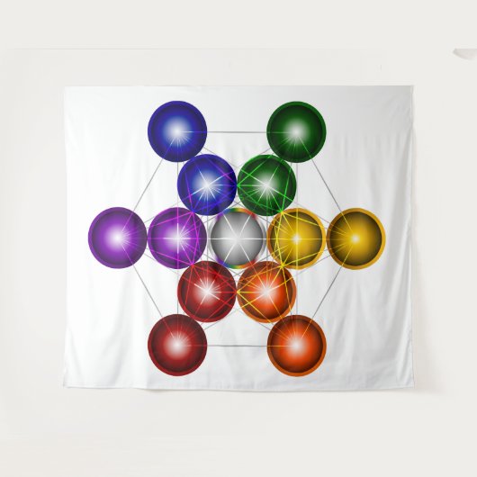 Metatron Cube Series V1 Tapestry Wandteppich (Vorderseite (Horizontal))