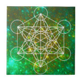 Metatron-Kubus, Heilige Geometrie, spirituelles Sy Fliese (Vorderseite)