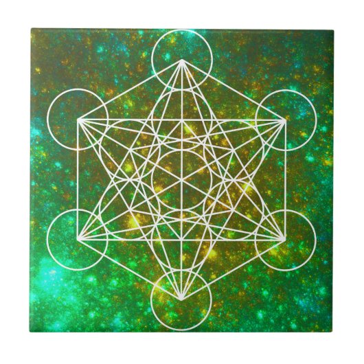 Metatron-Kubus, Heilige Geometrie, spirituelles Sy Fliese (Vorderseite)