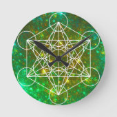Metatron-Kubus, Heilige Geometrie, spirituelles Sy Runde Wanduhr (Vorderseite)