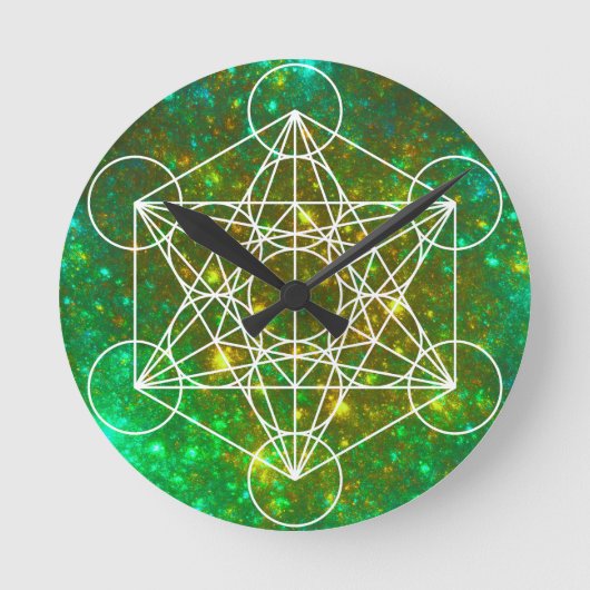 Metatron-Kubus, Heilige Geometrie, spirituelles Sy Runde Wanduhr (Vorderseite)