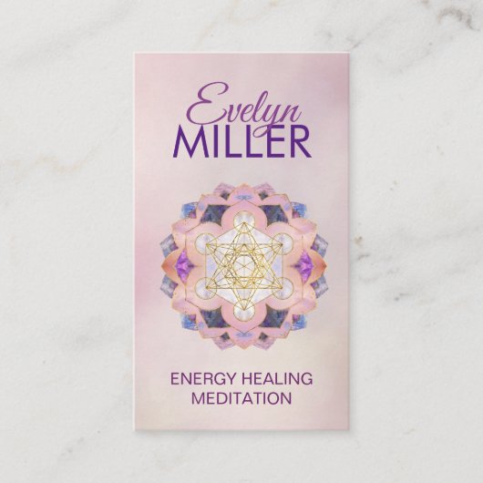 Metatron-Kubus in Gemstone lotus Sacred Geometry  Visitenkarte (Vorderseite)