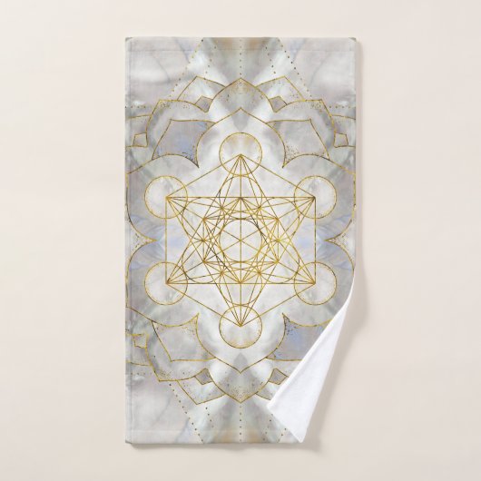 Metatron-Kubus in Lotus Heilige Geometrie Badhandtuch Set (Handtuch)