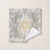 Metatron-Kubus in Lotus Heilige Geometrie Badhandtuch Set (Waschlappen)