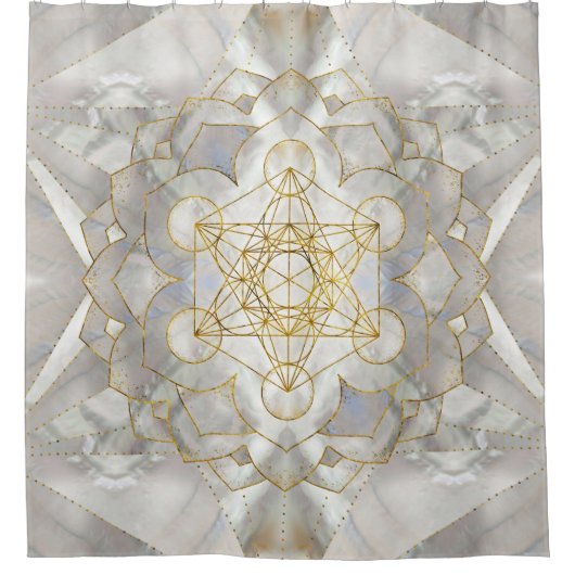 Metatron-Kubus in Lotus Heilige Geometrie Duschvorhang (Vorderseite)