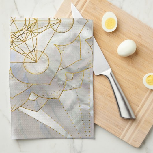 Metatron-Kubus in Lotus Heilige Geometrie Geschirrtuch (Viertel Falte)