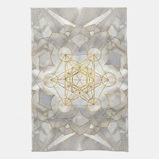 Metatron-Kubus in Lotus Heilige Geometrie Geschirrtuch (Vertikal)