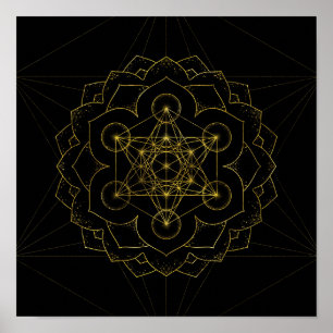 Metatron-Kubus in Lotus Heilige Geometrie Poster