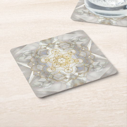 Metatron-Kubus in Lotus Heilige Geometrie Rechteckiger Pappuntersetzer (angewinkelt)