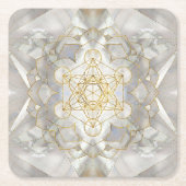 Metatron-Kubus in Lotus Heilige Geometrie Rechteckiger Pappuntersetzer (Vorderseite)