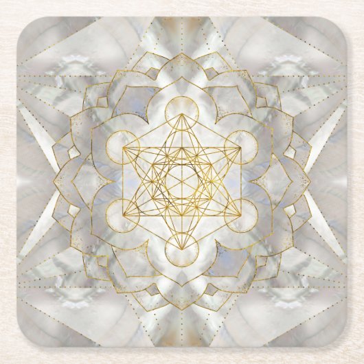 Metatron-Kubus in Lotus Heilige Geometrie Rechteckiger Pappuntersetzer (Vorderseite)