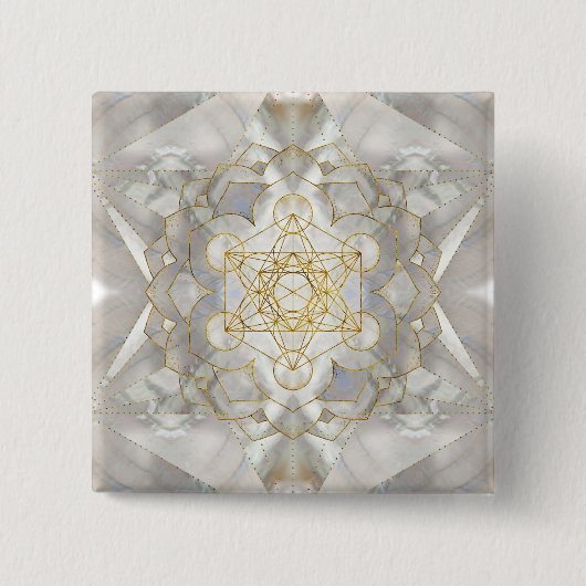 Metatron-Kubus in Lotus Sacred Geometry Button (Vorderseite)