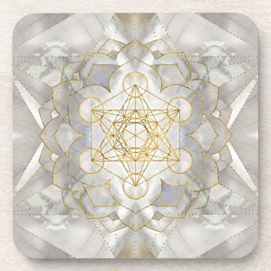 Metatron-Kubus in Lotus Sacred Geometry Getränkeuntersetzer (Vorderseite)