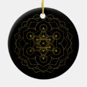 Metatron-Kubus in Lotus Sacred Geometry Keramik Ornament (Hinten)