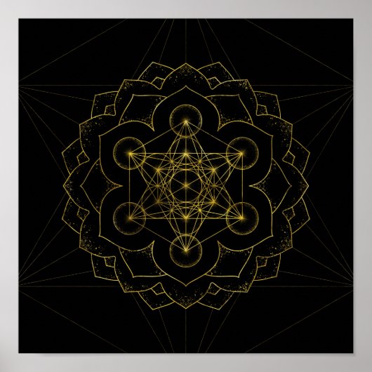 Metatron-Kubus in Lotus Sacred Geometry Poster (Vorne)