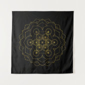 Metatron-Kubus in Lotus Sacred Geometry Wandteppich (Vorderseite (Horizontal))