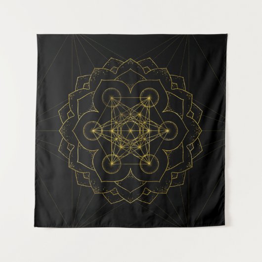 Metatron-Kubus in Lotus Sacred Geometry Wandteppich (Vorderseite (Horizontal))