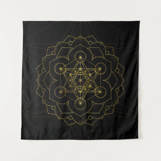 Metatron-Kubus in Lotus Sacred Geometry Wandteppich (Vorderseite)