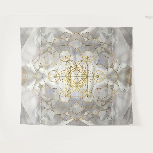 Metatron-Kubus in Lotus Sacred Geometry Wandteppich (Vorderseite (Horizontal))
