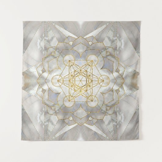 Metatron-Kubus in Lotus Sacred Geometry Wandteppich (Vorderseite (Horizontal))