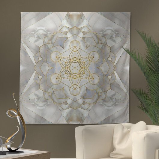 Metatron-Kubus in Lotus Sacred Geometry Wandteppich