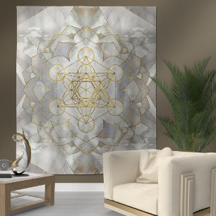 Metatron-Kubus in Lotus Sacred Geometry Wandteppich