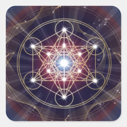 Metatron-Kubus - Merkabah Quadratischer Aufkleber (Vorderseite)