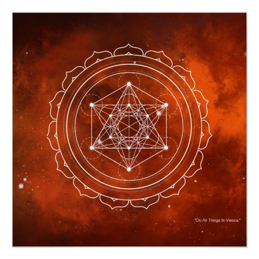 Metatron-Kubus mit Hintergrund des Roten Universum Poster (Vorderseite)