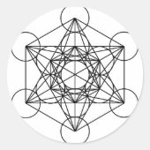 Metatron-Kubus (weiß) Runder Aufkleber (Vorderseite)