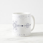 Metatron Mond und Sterne heilige Geometrie blau Kaffeetasse (VorderseiteRechts)